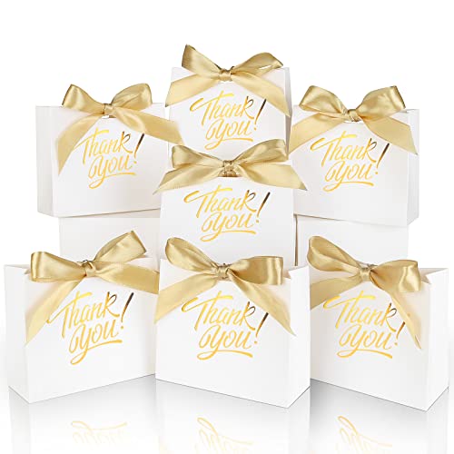 DOYIDE 60 Pack Small Thank You Gift Bags 45x18x39in Party Favor Bags Boxes with Bow Ribbon Small Paper Gift Bags with Gold Foil Printed Mini Candy Treat Bags for Birthday Wedding Party Holiday - Image 2