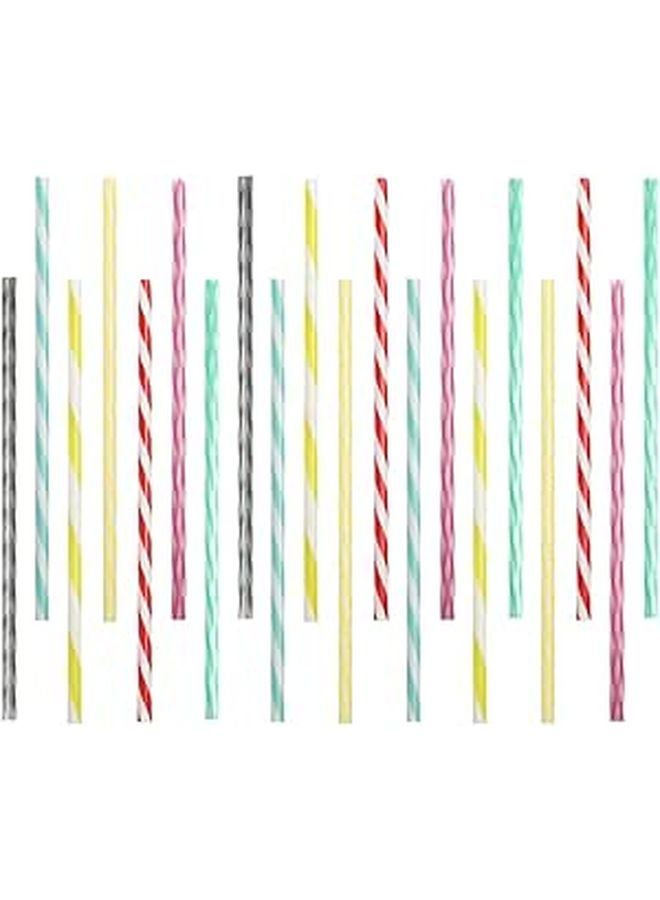 Reusable Plastic Smoothie Straws 20 Pack Colorful Striped For Party And Everyday Use - Image 1