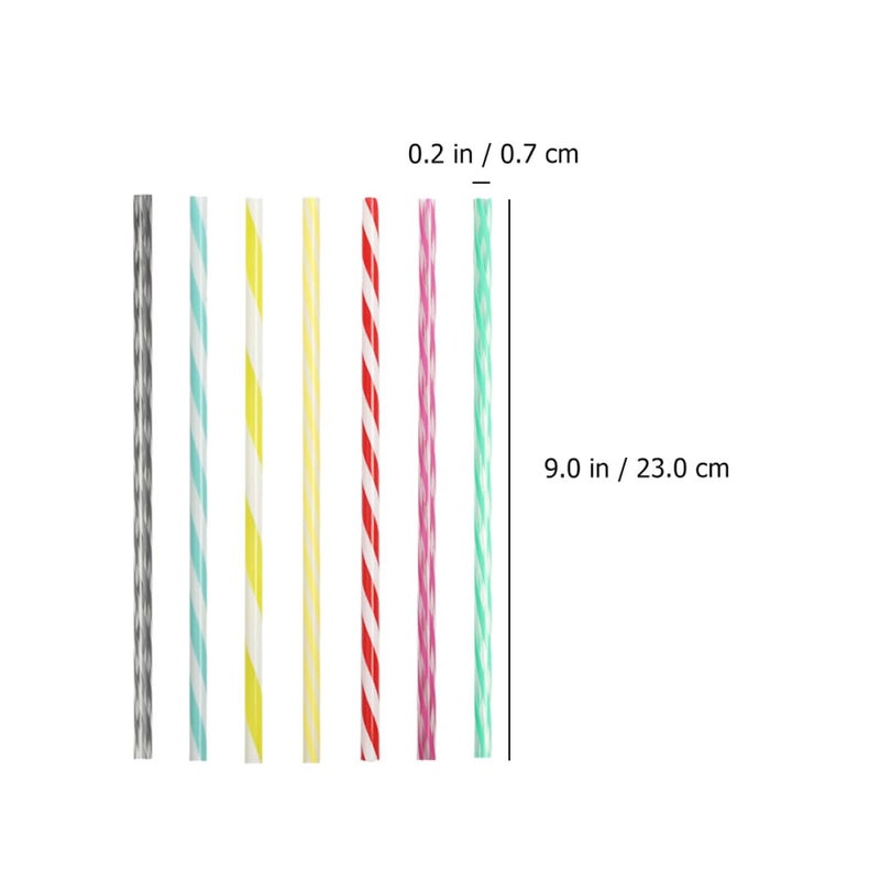 Reusable Plastic Smoothie Straws 20 Pack Colorful Striped For Party And Everyday Use - Image 3
