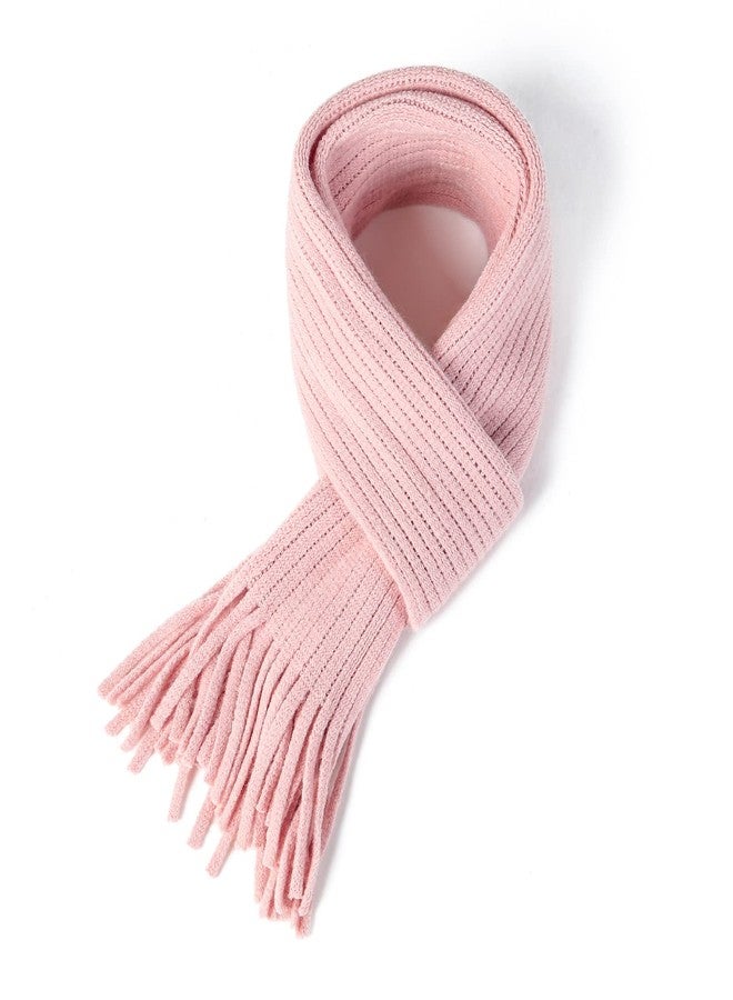 BEARUN Kids Knit Scarf Winter Fashion Solid Color Toddler Baby Scarves Neck Warmer Tassel Scarf for Boys Girls Pink - Image 2