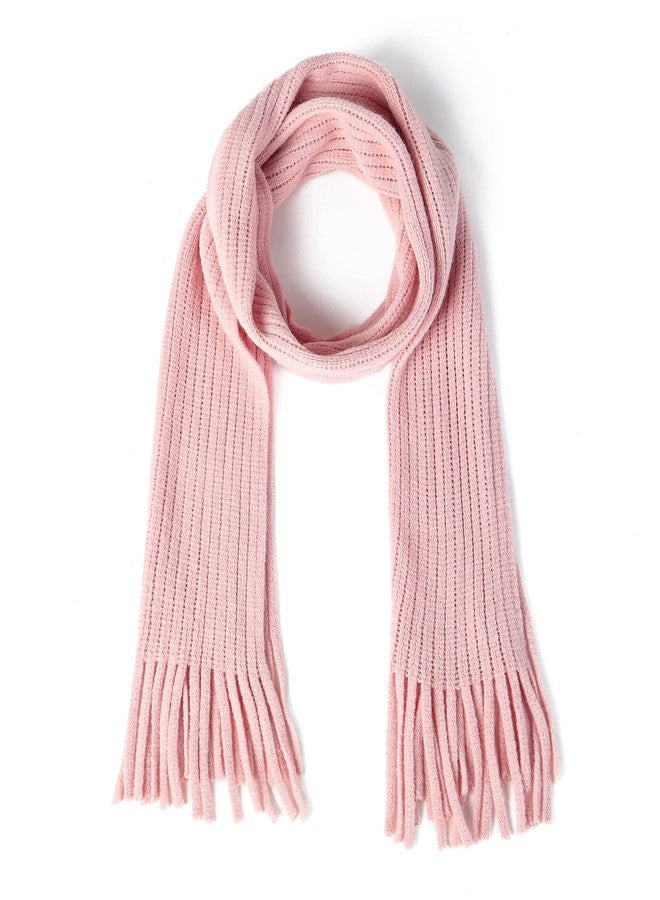 BEARUN Kids Knit Scarf Winter Fashion Solid Color Toddler Baby Scarves Neck Warmer Tassel Scarf for Boys Girls Pink - Image 1