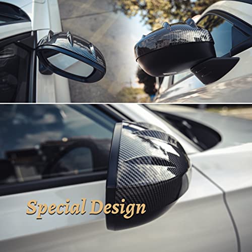 Thenice ثينيس لسيارة هوندا سيفيك 2022 2023 غطاء مرآة الرؤية الخلفية واقي مرآة جانبية زينة خارجية لجيل 11 من سيفيك - حبيبات ألياف الكربون - Image 4