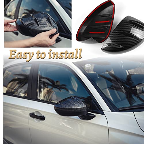Thenice ثينيس لسيارة هوندا سيفيك 2022 2023 غطاء مرآة الرؤية الخلفية واقي مرآة جانبية زينة خارجية لجيل 11 من سيفيك - حبيبات ألياف الكربون - Image 2