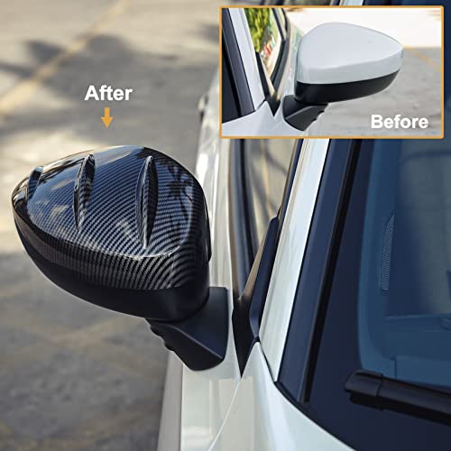 Thenice ثينيس لسيارة هوندا سيفيك 2022 2023 غطاء مرآة الرؤية الخلفية واقي مرآة جانبية زينة خارجية لجيل 11 من سيفيك - حبيبات ألياف الكربون - Image 3