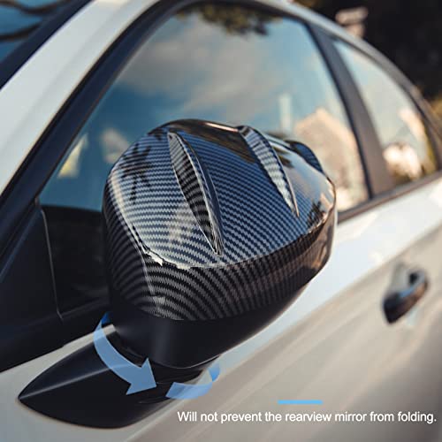 Thenice ثينيس لسيارة هوندا سيفيك 2022 2023 غطاء مرآة الرؤية الخلفية واقي مرآة جانبية زينة خارجية لجيل 11 من سيفيك - حبيبات ألياف الكربون - Image 5