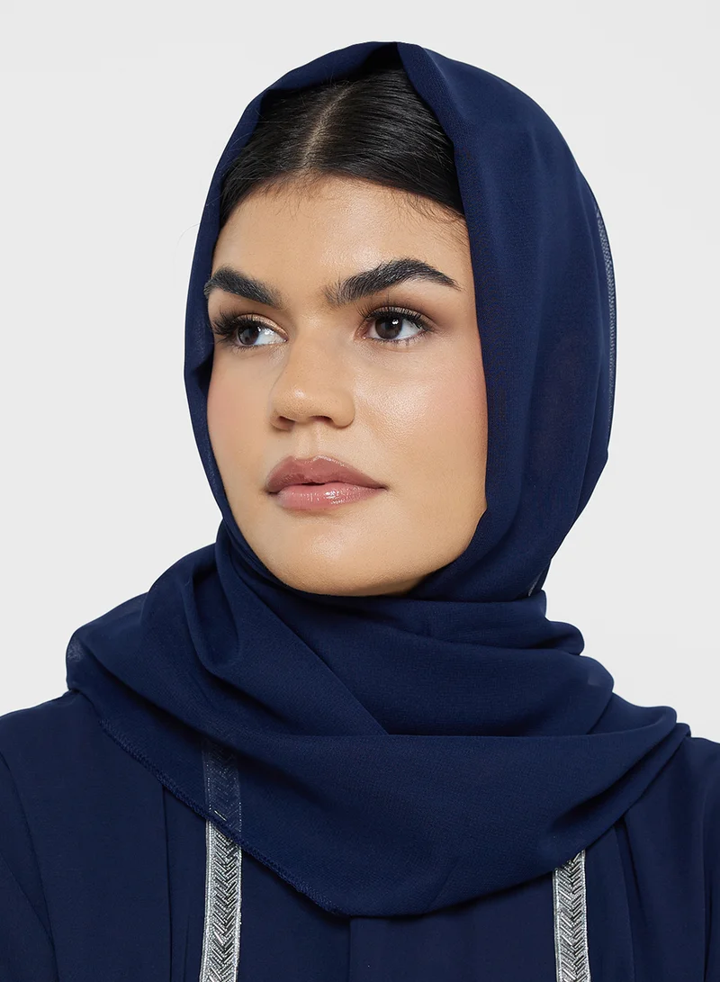 خزانة Shimmer Trim Abaya With Inner Dress & Sheila