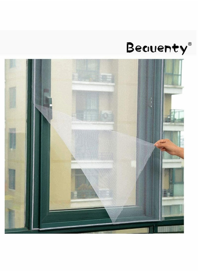 KASTWAVE - DIY Self-adhesive Window Screen, Netting with Hook Sticky Tape and Cleaning Brush, Upgrade Encryption Removable Bug and Mosquito Mosquito Net for Windows, Adjustable Fits Any Size (1.5M x 2M, White) - Image 1