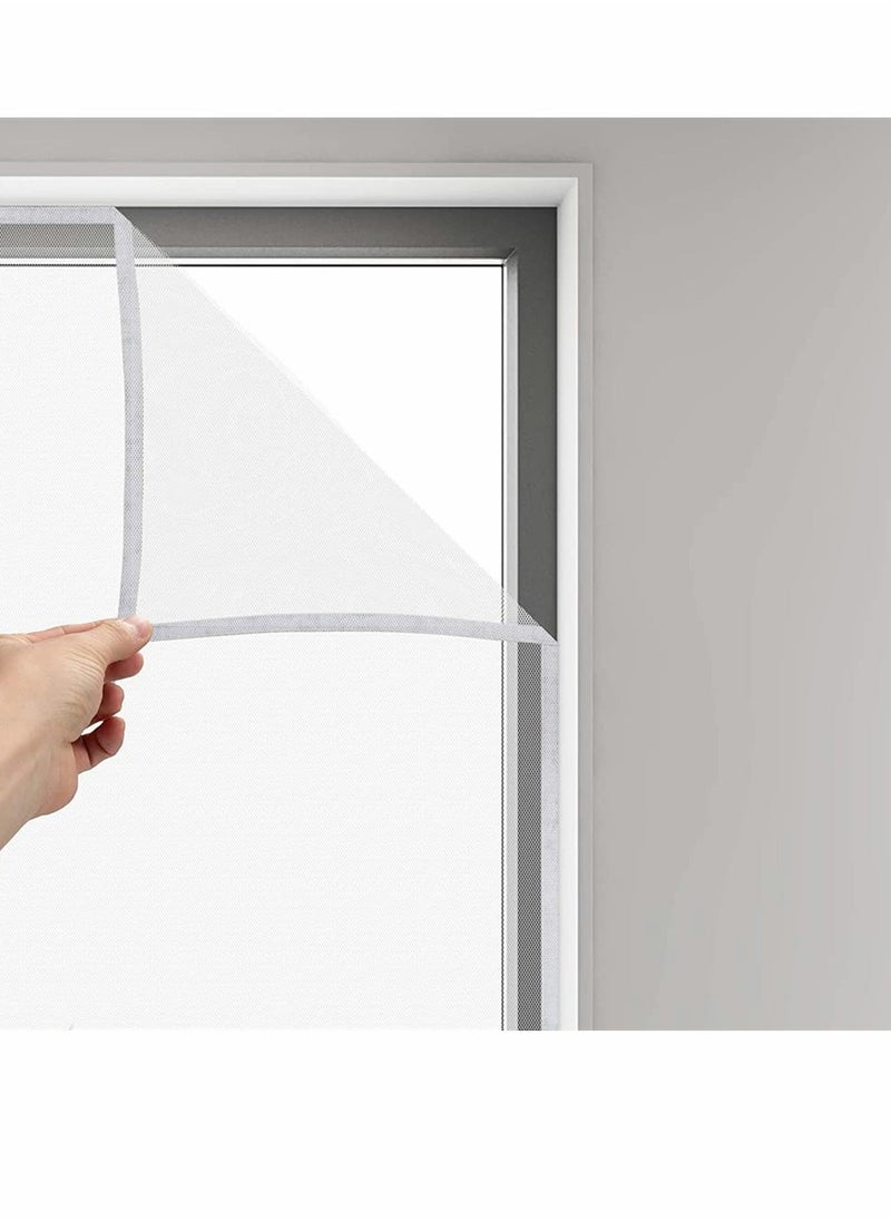 KASTWAVE - DIY Self-adhesive Window Screen, Netting with Hook Sticky Tape and Cleaning Brush, Upgrade Encryption Removable Bug and Mosquito Mosquito Net for Windows, Adjustable Fits Any Size (1.5M x 2M, White) - Image 1