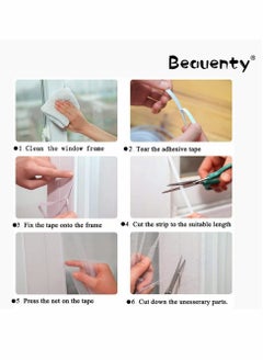 KASTWAVE DIY Self-adhesive Window Screen, Netting with Hook Sticky Tape and Cleaning Brush, Upgrade Encryption Removable Bug and Mosquito Mosquito Net for Windows, Adjustable Fits Any Size (1.5M x 2M, White)  - Image 5