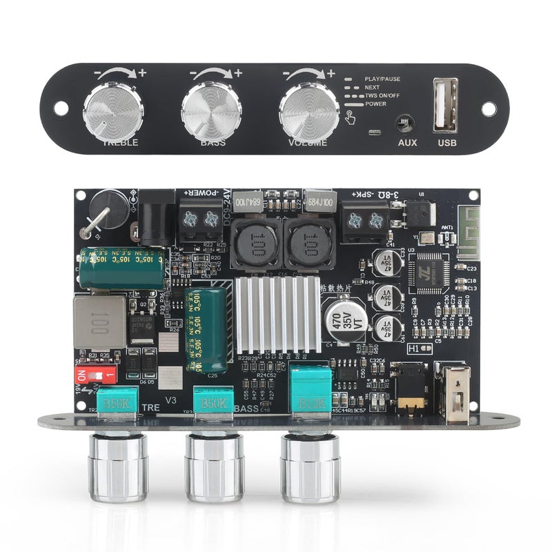 Wuzhi Audio لوحة مضخم الصوت ووزي ZK-1001U أحادي مع TWS، قدرة إخراج 100 واط، مضخم صوت للسيارات بجهد واسع 9-24 فولت، يدعم USB/AUX/Bluetooth - Image 1