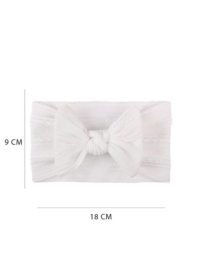 Syga Baby Girls Jacquard Soft Nylon Headbands Hairbands Hair Accessories Bow Headband For Newborns Infants Toddlers And Kids 0 3 Years (White) - Image 4