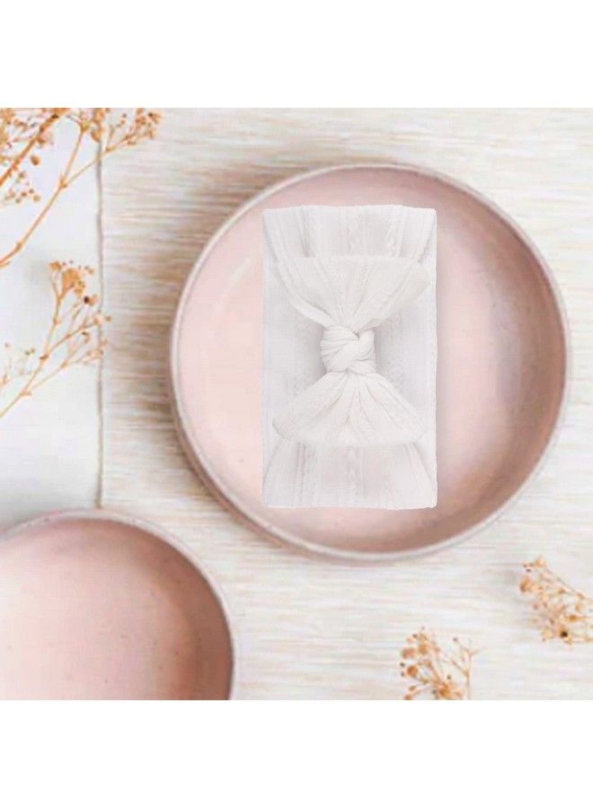 Syga Baby Girls Jacquard Soft Nylon Headbands Hairbands Hair Accessories Bow Headband For Newborns Infants Toddlers And Kids 0 3 Years (White) - Image 3