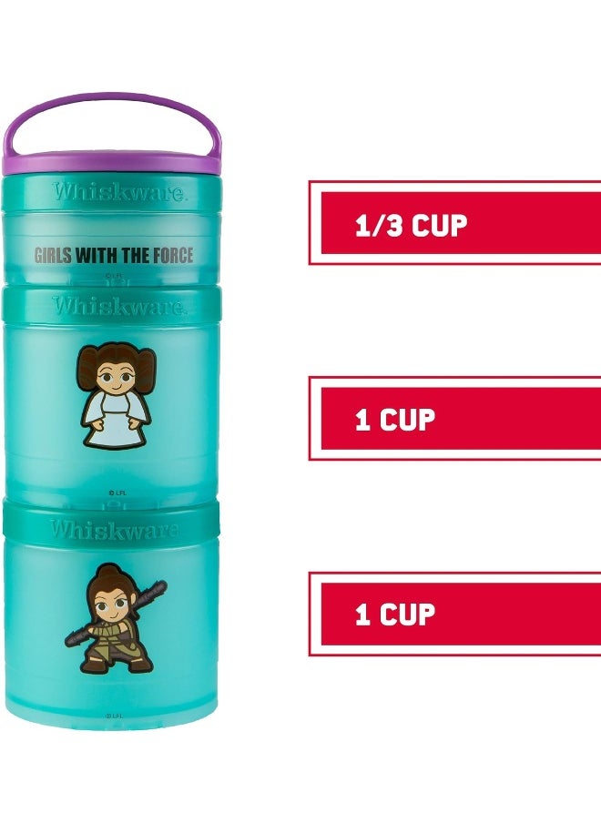 Whiskware - Whiskware Star Wars Stackable Snack Containers for Kids and Toddlers, 3 Stackable Snack Cups for School and Travel, Princess Leia and Rey - Image 1