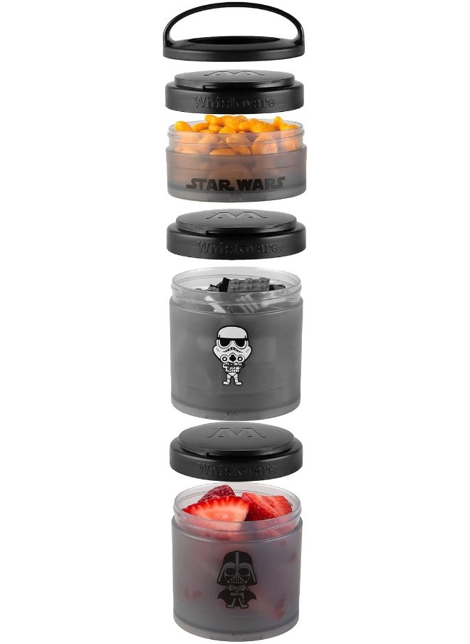 Whiskware - Whiskware Star Wars Stackable Snack Containers for Kids and Toddlers, 3 Stackable Snack Cups for School and Travel, Princess Leia and Rey - Image 1