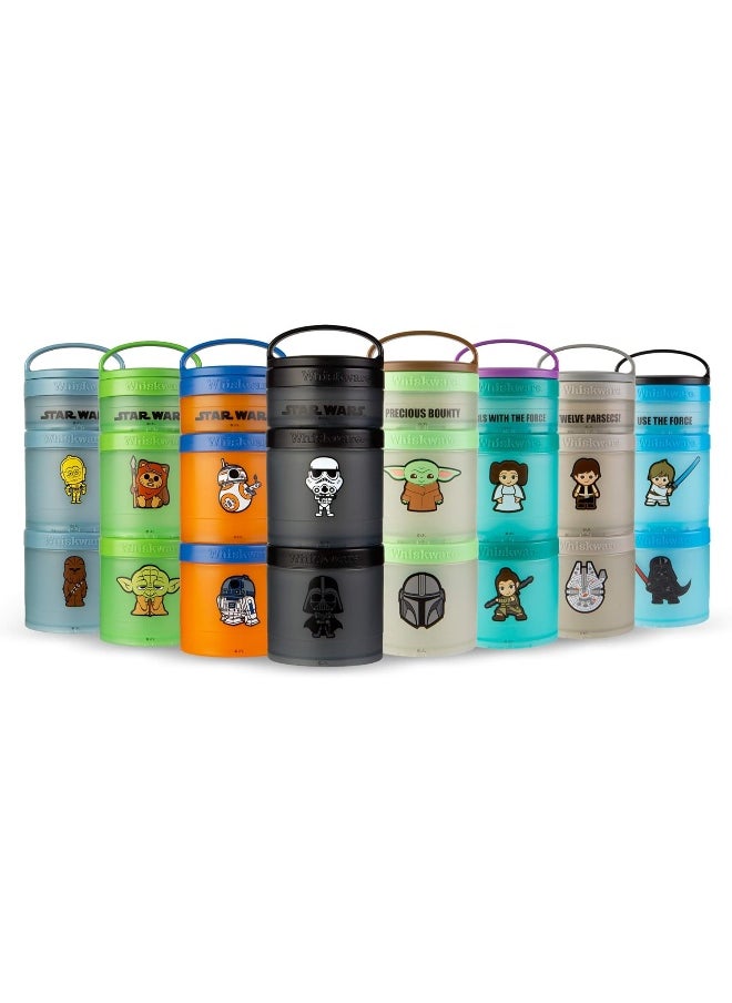 Whiskware - Whiskware Star Wars Stackable Snack Containers for Kids and Toddlers, 3 Stackable Snack Cups for School and Travel, Princess Leia and Rey - Image 1