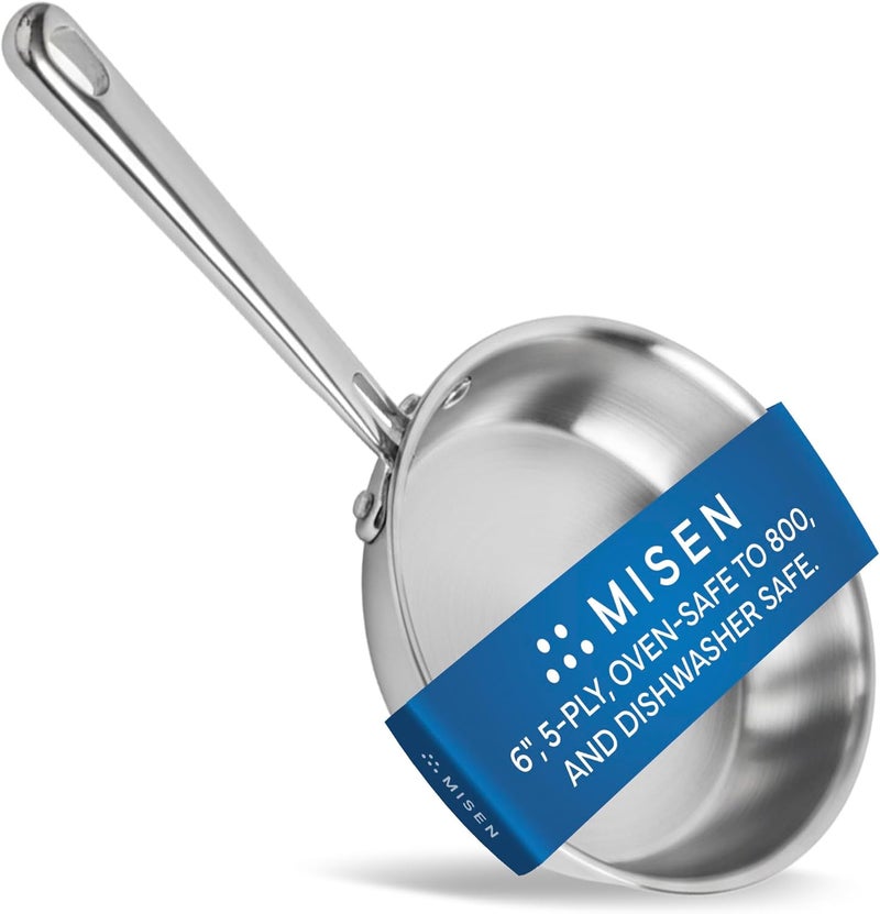 Misen 5-Ply Stainless Steel 6" Frying Pan - Professional Cookware for Induction, Gas and Electric - Dishwasher Safe, Oven Safe to 800°F - Durable, Versatile, Even Heating - Image 1