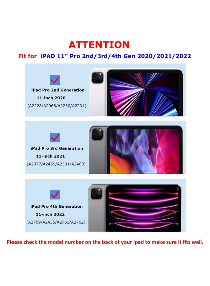 DUSALA Rotating Case for iPad Pro 11 Inch 4th/3rd/2nd Generation (2022/2021/2020) with Pencil Holder,360 Degree Rotation Protective Stand Slim Cover Clear Back, Auto Wake/Sleep (iPad Pro 11) - Image 2