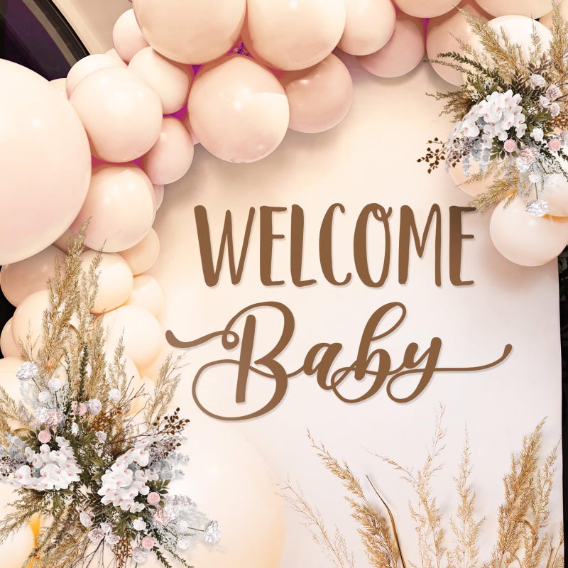 Dunzoom Welcome Baby Shower Decal Sign - Pregnancy Gender Reveal Stickers Boy or Girl for Wall Balloon Arch Backdrop - Image 1