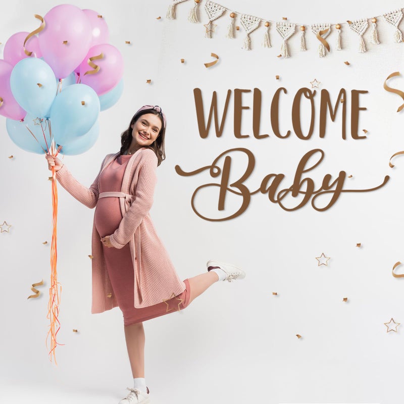 Dunzoom Welcome Baby Shower Decal Sign - Pregnancy Gender Reveal Stickers Boy or Girl for Wall Balloon Arch Backdrop - Image 3