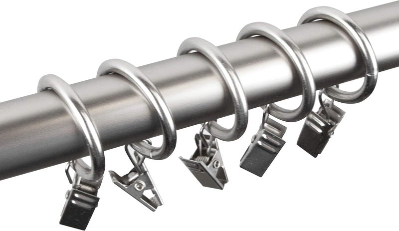 Rod Desyne 10 Count 1-Inch Curtain Rings with Clip for Windows, Satin Nickel - Image 2