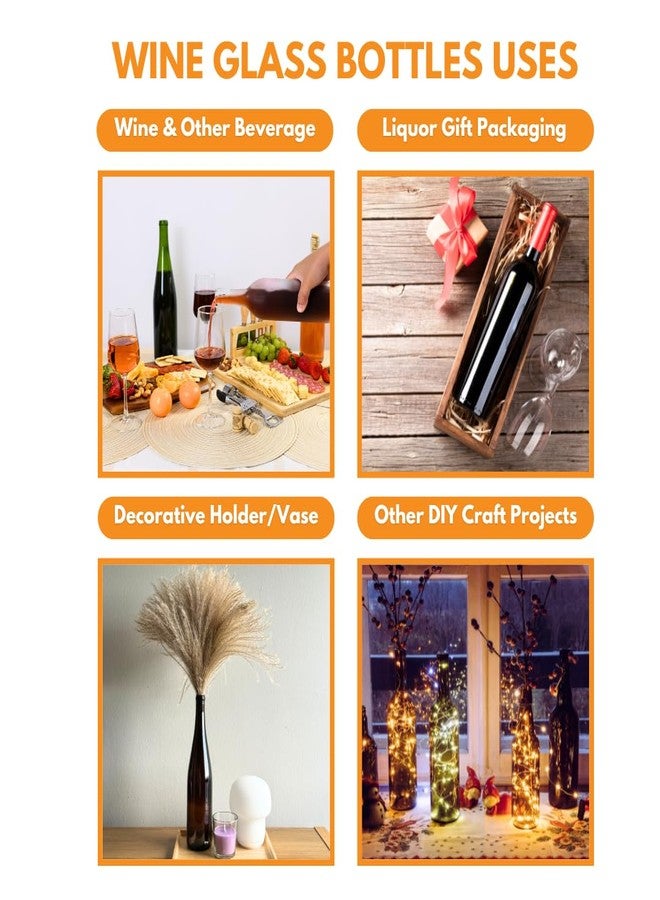 فاستراك فاست راك - زجاجات نبيذ أخضر شامبانيا سعة 750 مل (عبوة من 6 زجاجات) | زجاجات مشروبات بوردو خضراء W5، زجاجة فارغة سعة 750 مل للمشروبات | 6 زجاجات في العلبة - لا تشمل الفلين - Image 4