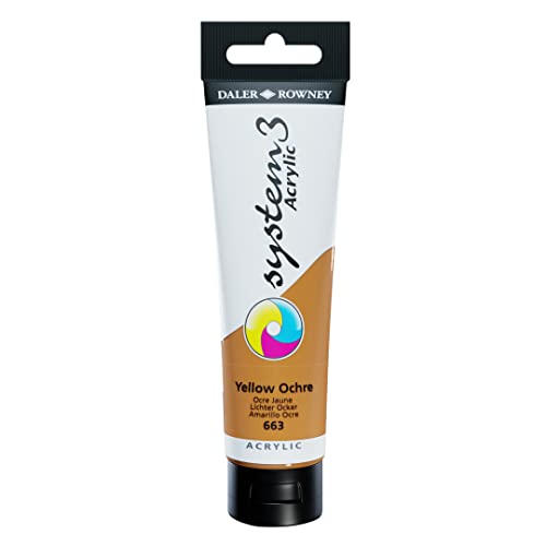 Daler Rowney System3 Yellow Ochre 150ml Acrylic Paint Tube - Acrylic Painting Supplies for Artists and Students - Artist Paint for Murals Canvas and More - Art Paint for All Skill Sets - Image 1