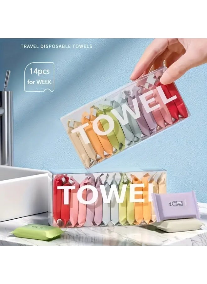 Generic 7/14pcs Portable Compressed Disposable Towels, Thickened Compressed Disposable Facial Tissues, Perfect For Travel And Home Use  - Image 2