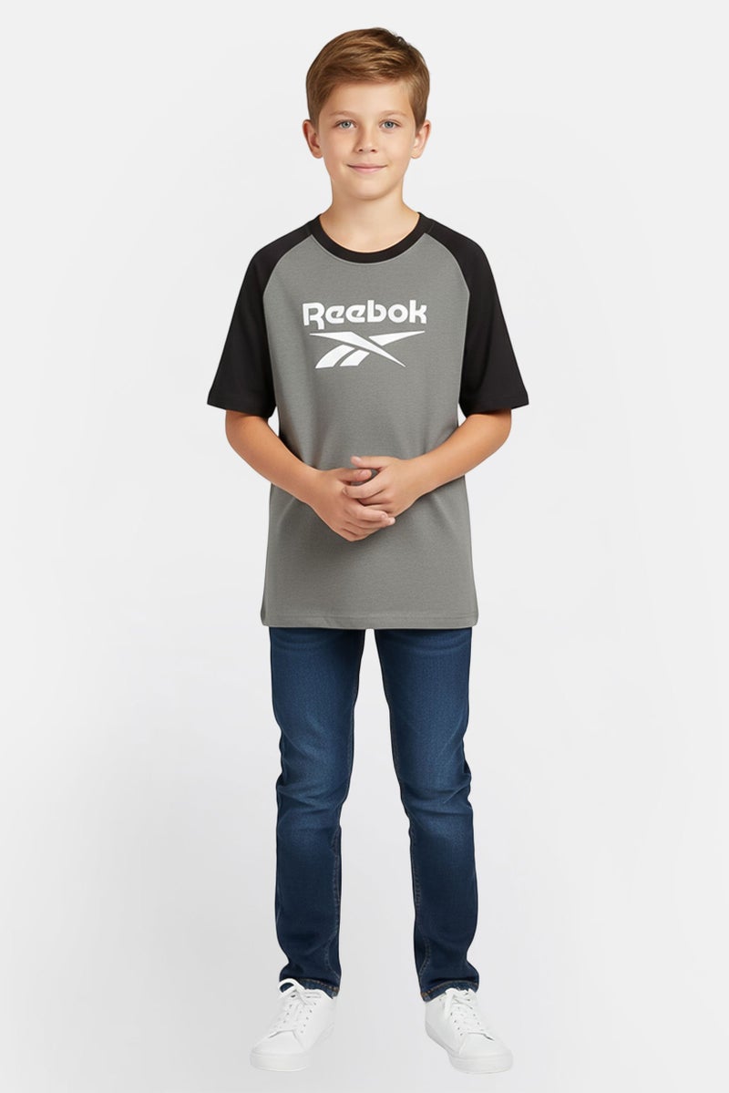 Reebok Kids Boy Sportswear Fit Short Sleeve Outdoor T-Shirt, Grey - Image 1