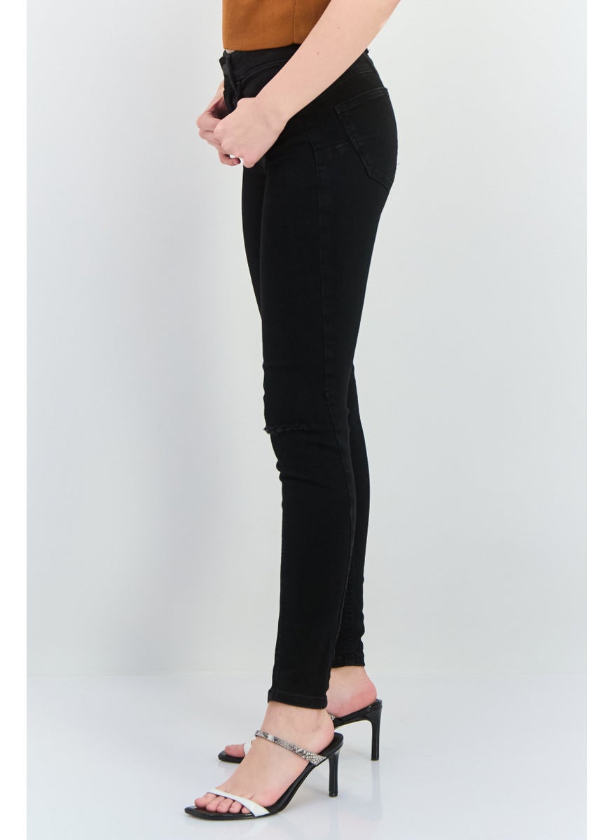 Bershka Women Skinny Fit Push Up Denim Jeans, Black  - Image 2
