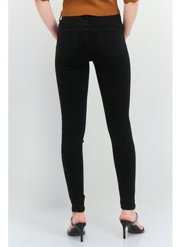 Bershka Women Skinny Fit Push Up Denim Jeans, Black  - Image 3