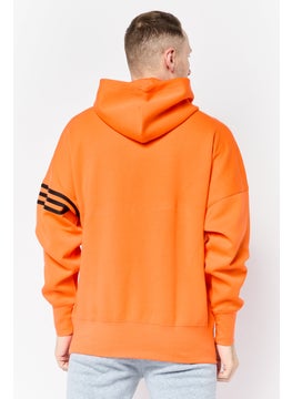 adidas Originals Men Sportswear Fit Long Sleeve Outdoor Hoodie, Orange  - Image 3