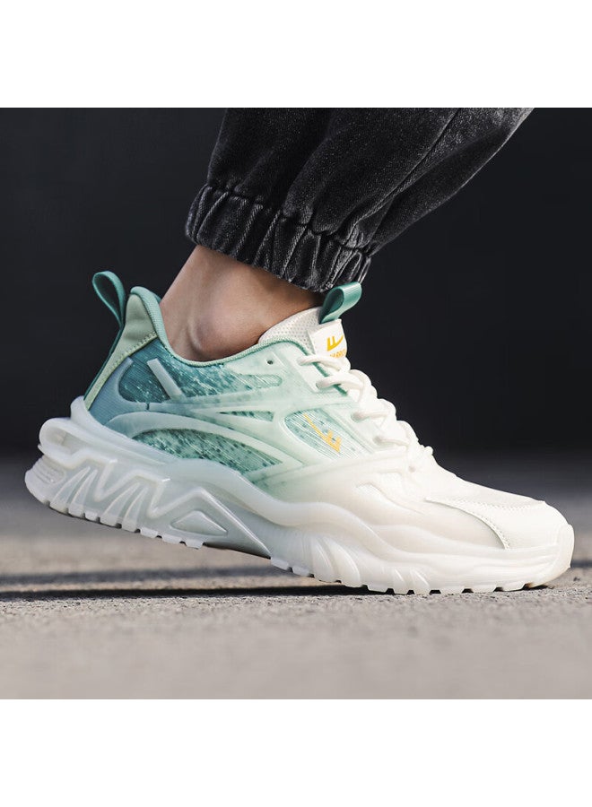 Pull Back Warrior Men's Functional Style Dad Sneakers Lightweight Durable Sports Casual Shoes Wxyj392 Green White Size 44 - Image 1