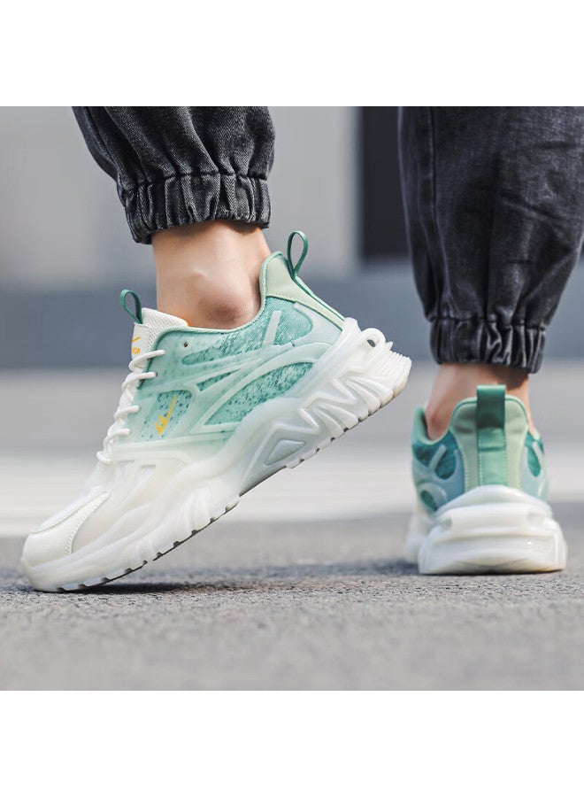 Pull Back Warrior Men's Functional Style Dad Sneakers Lightweight Durable Sports Casual Shoes Wxyj392 Green White Size 44 - Image 3