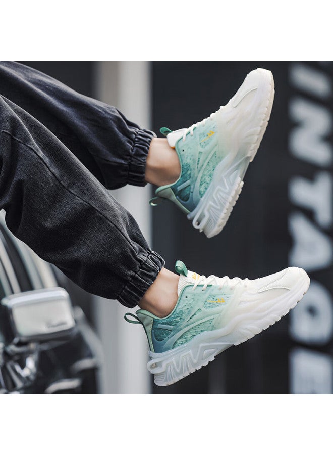 Pull Back Warrior Men's Functional Style Dad Sneakers Lightweight Durable Sports Casual Shoes Wxyj392 Green White Size 44 - Image 2
