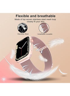 Ocean Stainless Steel Mesh Loop Magnetic Clasp Replacement Band For Apple Watch SE Series 8/7/6/5/4/3/2/1 (Rose Gold, 38mm/40mm/41mm)  - Image 2