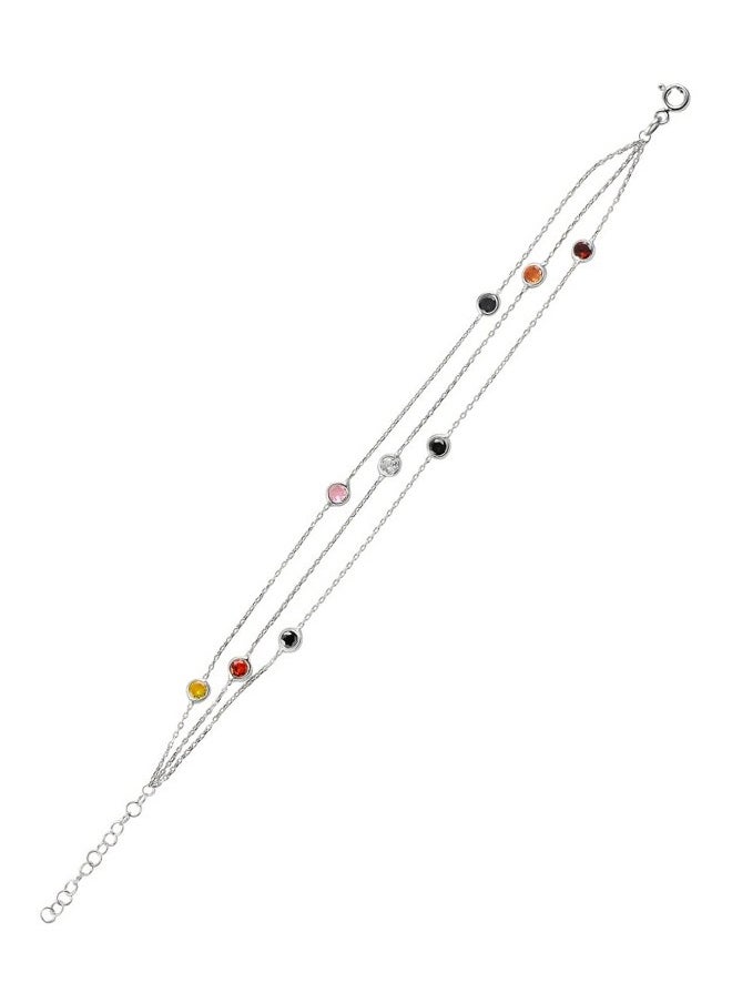 EMNON - 925 Sterling Silver Jewelry Rhodium Plated Colored CZ Bracelet 100% Precious Metal Gift for Women- Emnon13BR - Image 1
