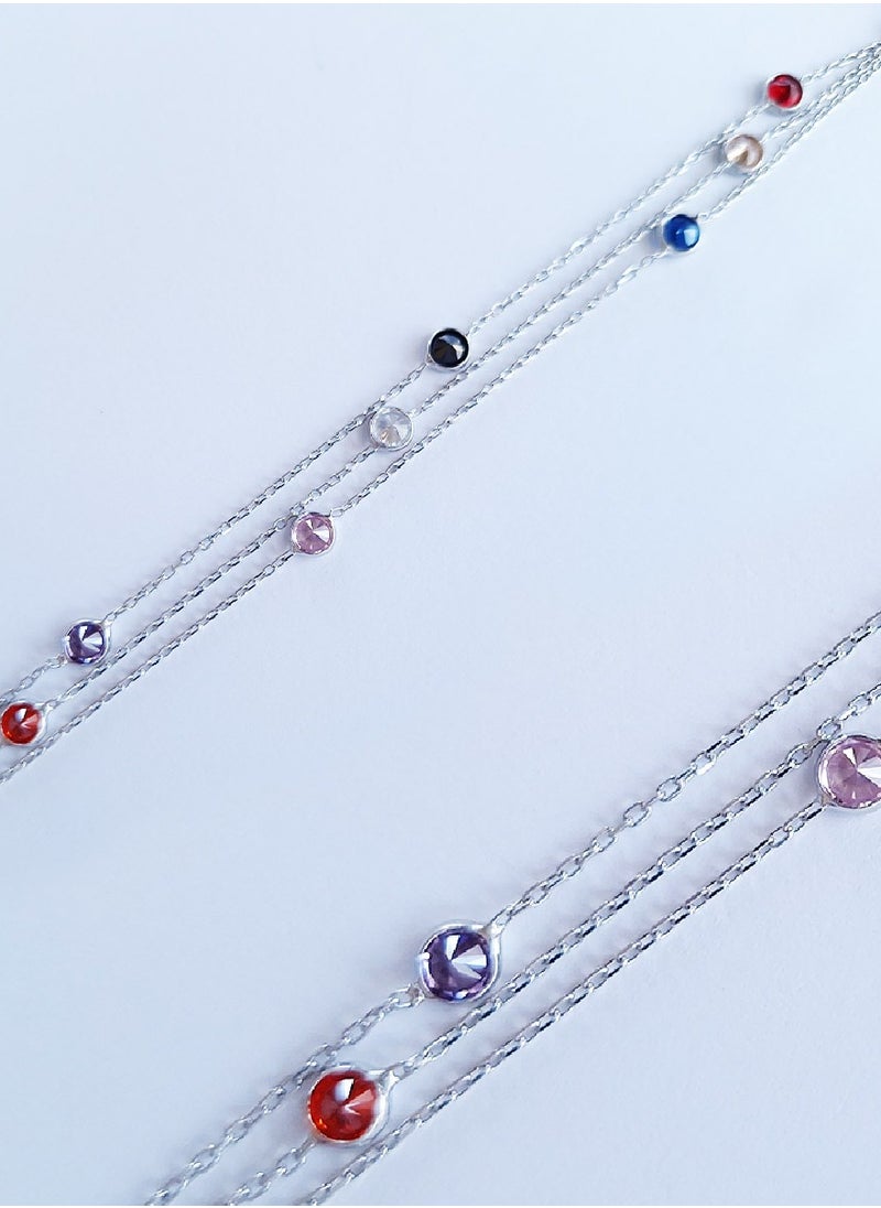 EMNON - 925 Sterling Silver Jewelry Rhodium Plated Colored CZ Bracelet 100% Precious Metal Gift for Women- Emnon13BR - Image 1