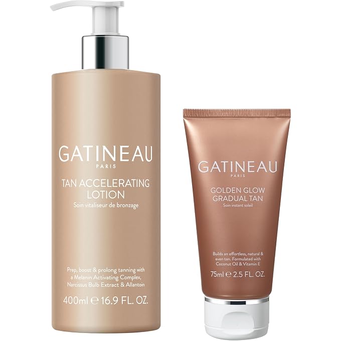 Gatineau - Tan Accelerating Lotion (400ml) + Golden Glow Gradual Tan (75ml) Duo Set, Total Body Glow, Natural Tanning For Face and Body