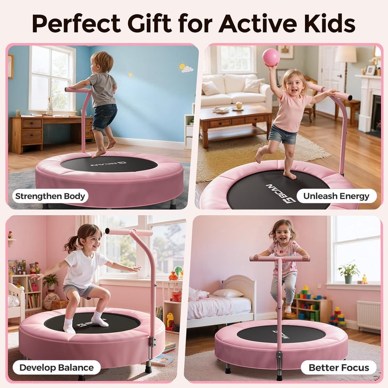 BCAN 36'' Toddler Trampoline, ASTM Certified - Kids Trampoline for Ages 1-6, Foam Handle & Safe Thickened Cover, Mini Trampolines for Kids Indoor, Easy to Assemble - Image 5