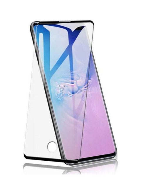 3D Curved Tempered Glass Screen Protector With Finger Print Hole For Galaxy S10 Plus Clear/Black