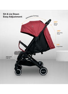 Nurtur Baby Stroller 0 To 36 Months Storage Basket One -Hand Fold Design 5 Point Safety Harness Eva Wheels Black Red  - Image 2