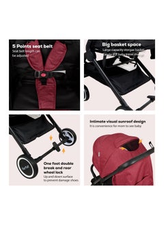 Nurtur Baby Stroller 0 To 36 Months Storage Basket One -Hand Fold Design 5 Point Safety Harness Eva Wheels Black Red  - Image 4