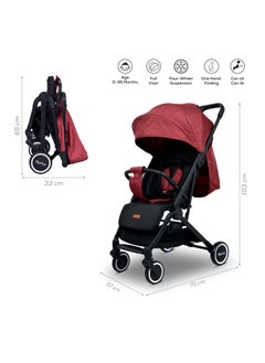 Nurtur Baby Stroller 0 To 36 Months Storage Basket One -Hand Fold Design 5 Point Safety Harness Eva Wheels Black Red  - Image 5