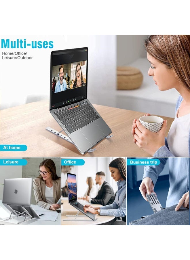 Laptop Stand for Desk, Adjustable Laptop Riser ABS+Silicone Foldable Portable Laptop Holder, Ventilated Cooling Notebook Stand for MacBook Pro Air, Lenovo, Dell, HP, Laptops,Tablet - Image 2