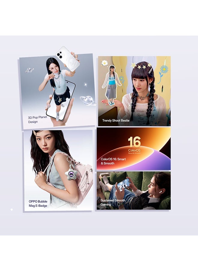 OPPO Reno16F 5G Dual SIM Pop White 8GB RAM 256GB with FREE Enco Buds 3 Pro, Google Cloud Storage, Spotify Premium and VIP Card Warranty – Middle East Version - Image 2