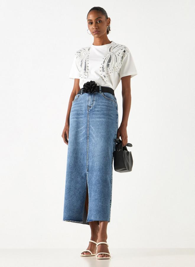 تواكستريمز تيشيرت مزيّن بياقة ضيقة وأكمام قصيرة من تو إكستريمز - Image 2