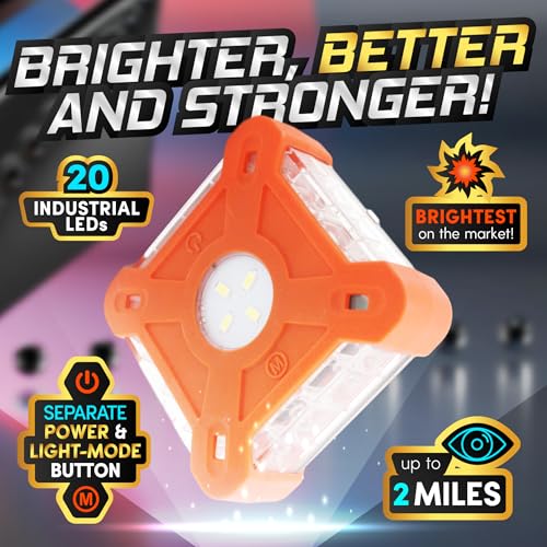 Marcala Emergency Lights for Vehicles | 3-Pack LED Road Flares | Flares Emergency Road | LED Emergency Flares Include Batteries, Case, Whistle & more | Stronger, Brighter & Better than round Flares! - Image 2