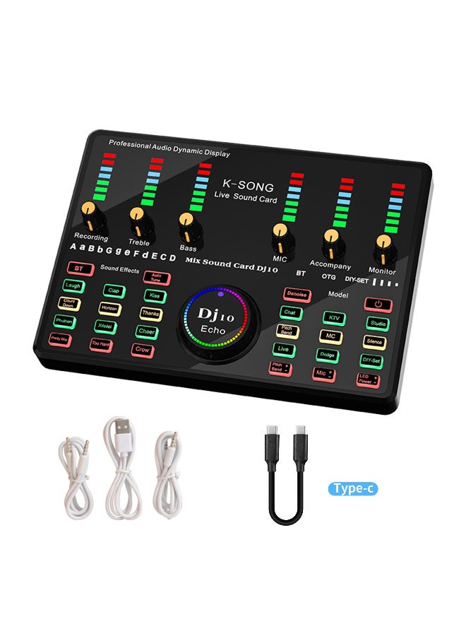 خلاط صوت احترافي ZFSZ Dj10 ببطاقة صوت حية مع بلوتوث للبث المباشر - Image 1