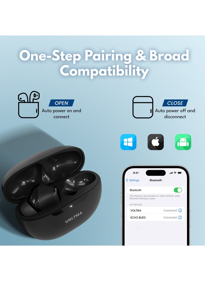VOLTMA Echobuds In Ear Wireless Bluetooth Earbuds | 5.4 Bluetooth In Ear Earbuds, 40H Playtime Wireless Earbuds, Smart Touch Control Wireless Bluetooth Earphones & True Wireless Earphones for Home Office  - Image 5