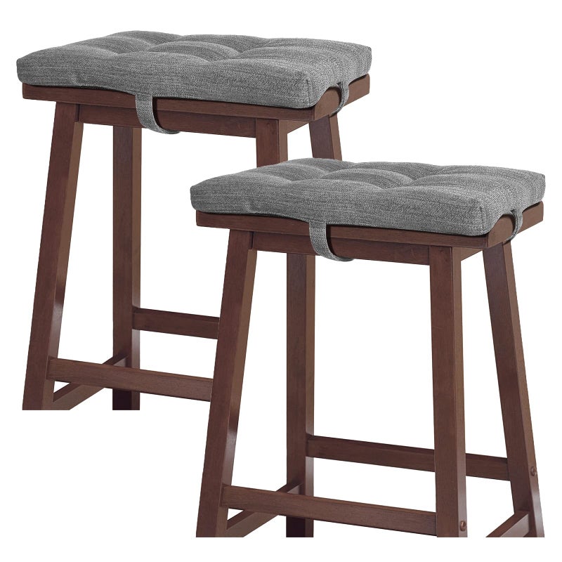 baibu Set of 2 Stool Cushion Rectangular  Super Soft Saddle Stool Pads Bar Stool Cushions with Four Straps- 2 Pads Only (Gray  18x9.5x1.5in) - Image 1